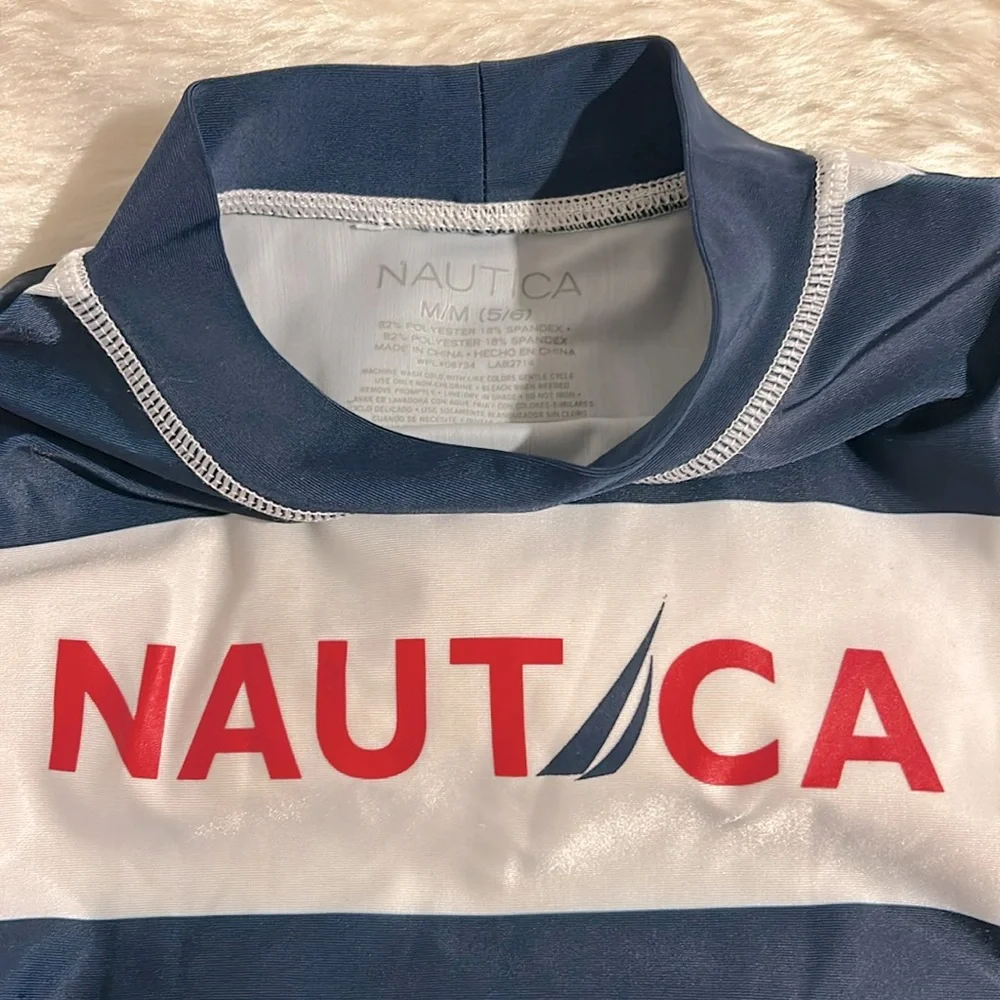 Nautica Swim Top size m 5/6 kids Rash-guard Swimwear NWOT